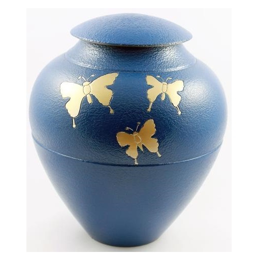 Blue with Golden Butterflies Cremation Urn Hand Made