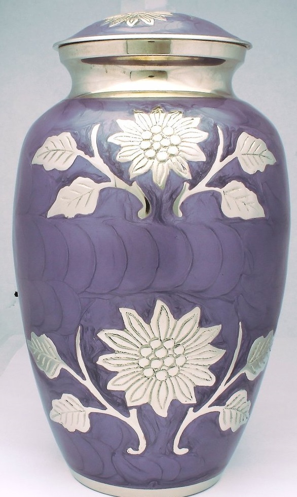 Blue & Silver Flower Cremation Urn