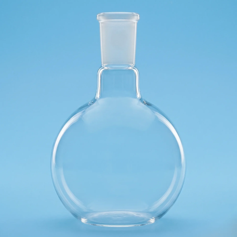 Short Neck Boiling Flask - 80% Silica, 25 ml to 2000 ml Capacity | Acid Proof, Easy to Handle, Flat Bottom Design