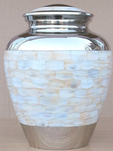 Mother Of Pearl Silver Cremation Urn