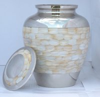 Mother Of Pearl Silver Cremation Urn