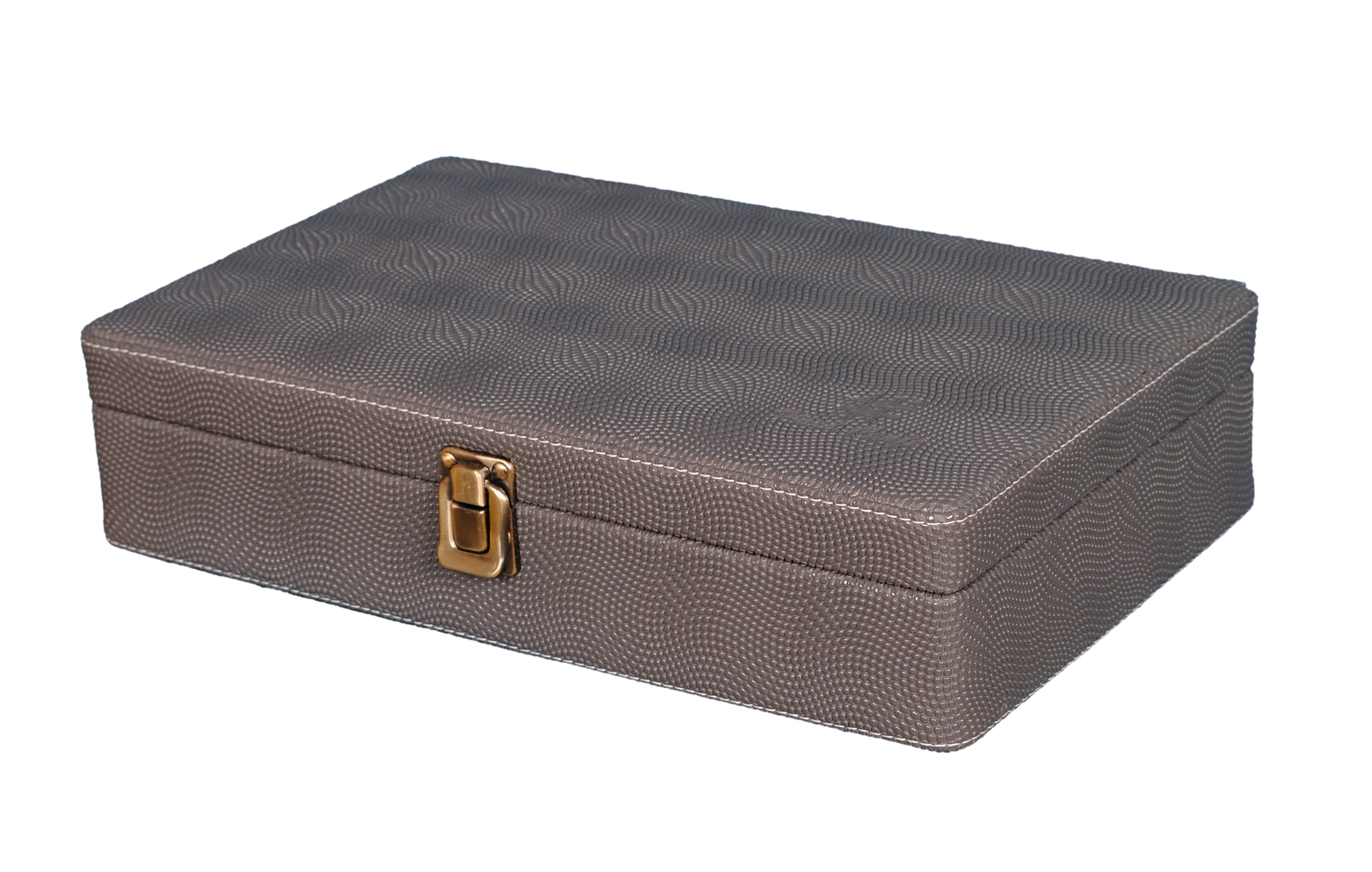 Hard Craft Watch Box Case PU Leather Grey Dotted Design for 10 Watch Slots
