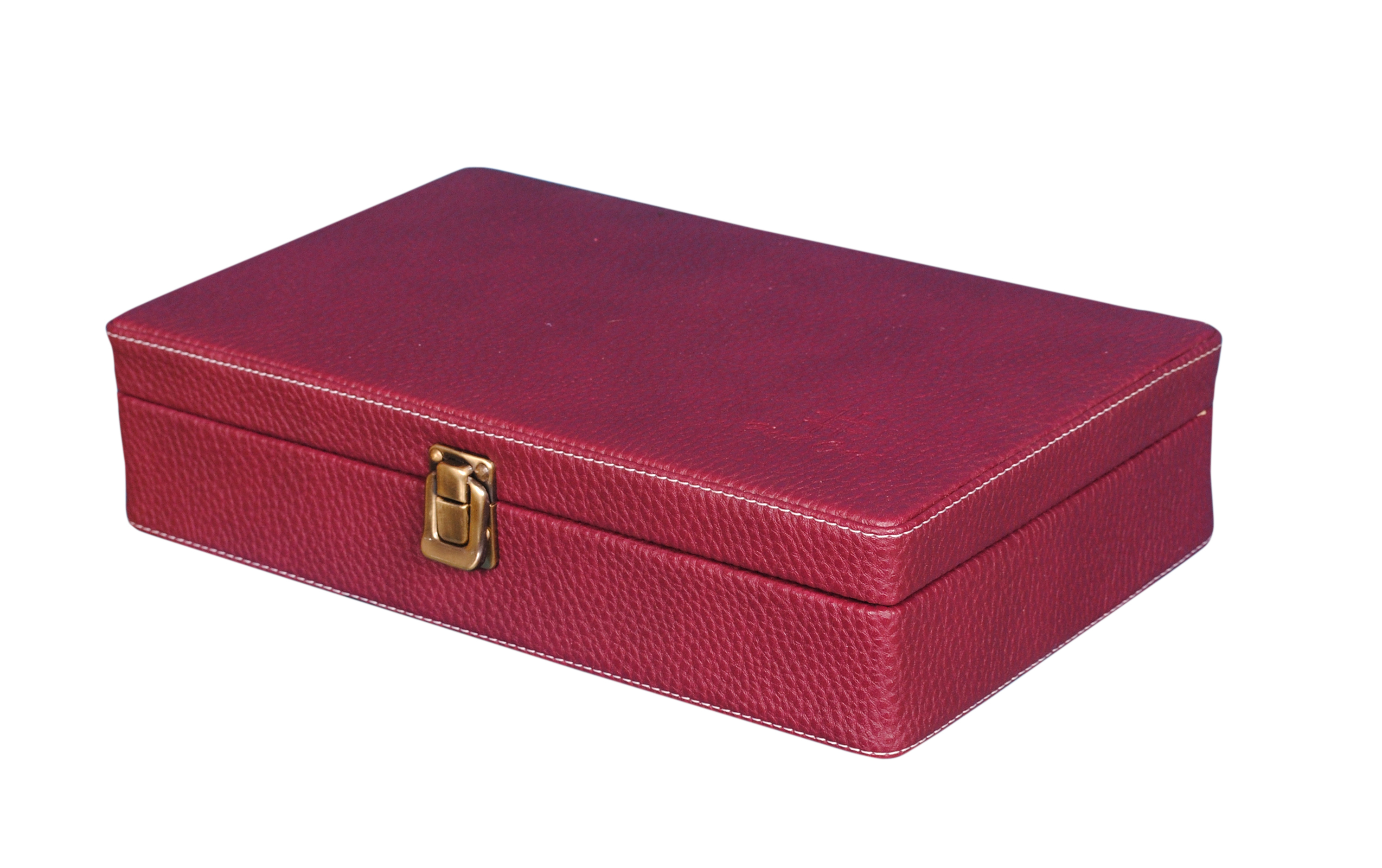 Hard Craft Watch Box Case PU Leather Maroon Dotted Design for 10 Watch Slots
