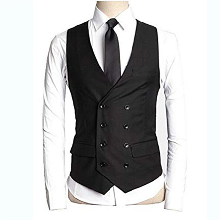 Cotton Black Korean Design Waistcoat