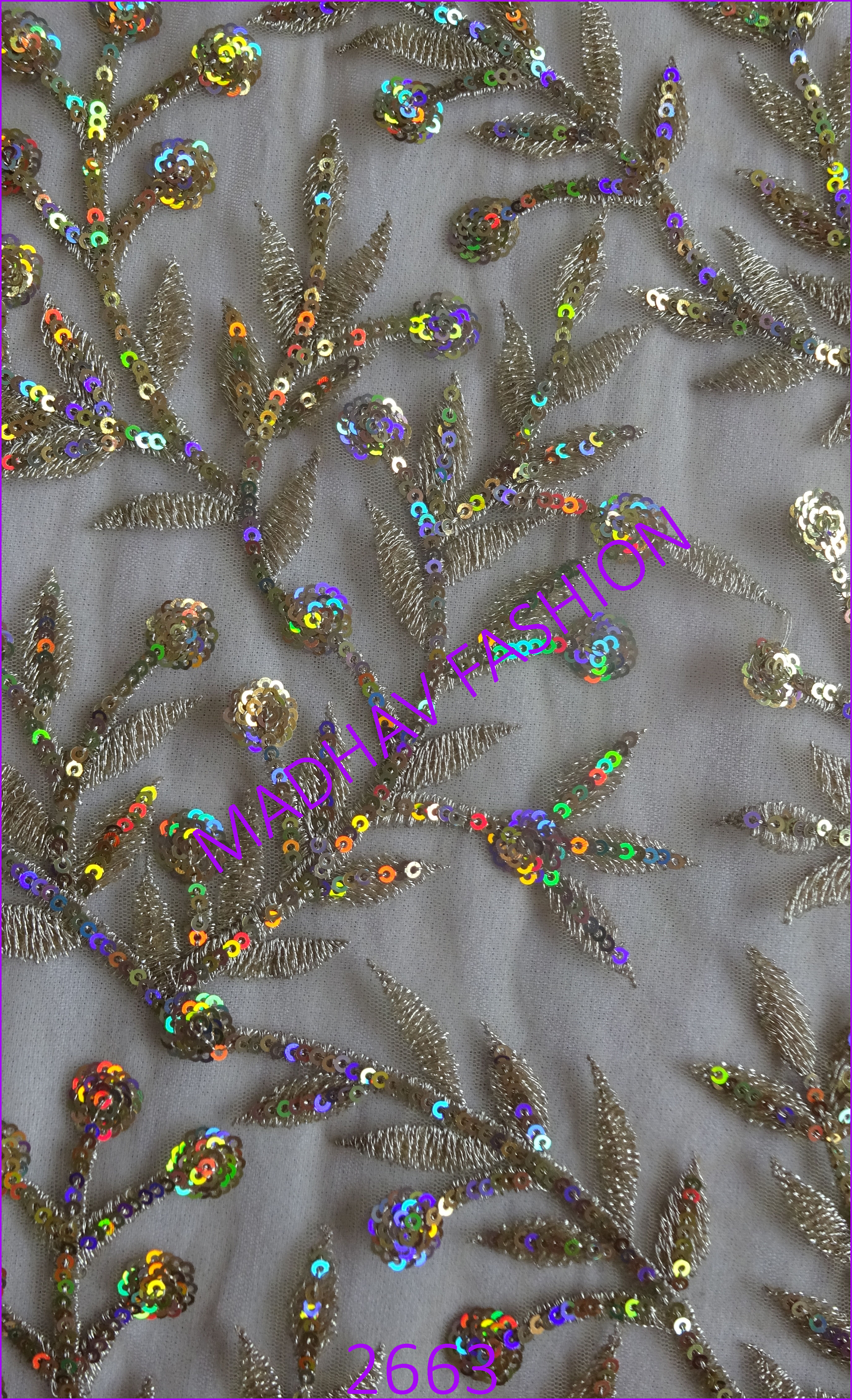 Three Color With Jari Sequin Embroidery