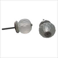 Glass Cabinet Knob - Glass & Metal, 25 Mm Diameter X 30 Mm Height, Frosted White Finish | Attractive Look, Durable Material, Easy Installation, Elegant Design, Versatile Use