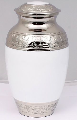 White Embossed Cremation Urn