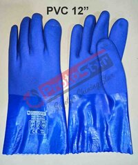 Pvc Supported Hand Gloves - Pvc Material, Full Finger Style, Cream Color, 1-5 Inch Cuff | Chemical Resistant With Firm Grip And Flexible Design