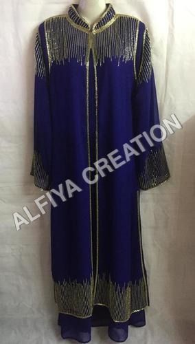 Gold Beaded Fancy Wedding Wear Farasha Long Kaftan