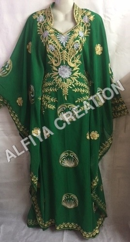Maghribi Embroidered Emerald Green Kaftan Farasha