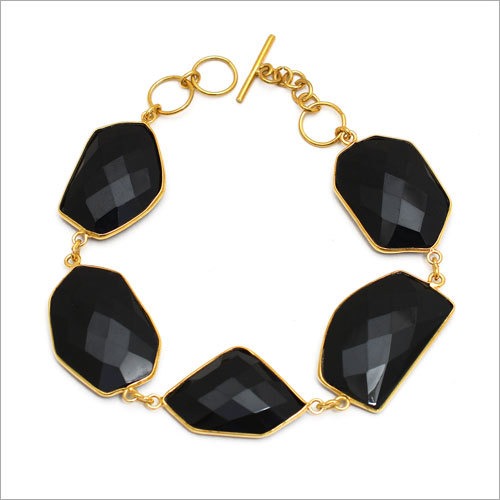 Black Onyx Gold Plated Bracelet