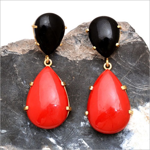 925 Silver Black Onyx Gold Plated Earring