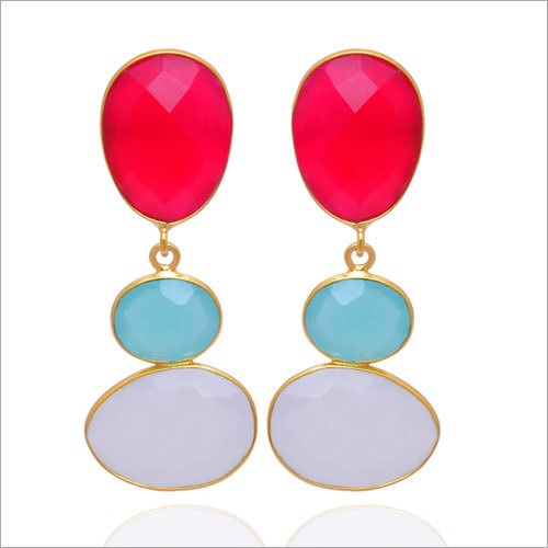 925 Silver Fuchsia Chalcedony Earring