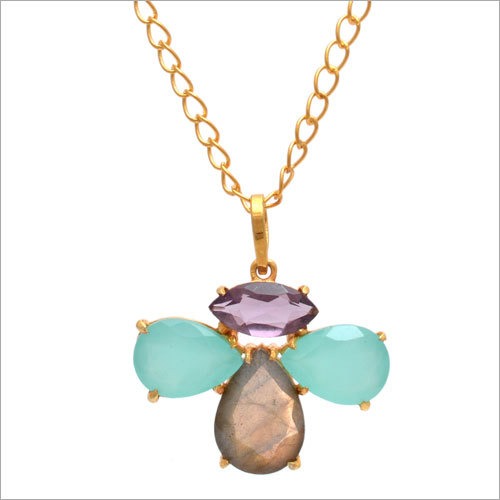 925 Silver Fancy Multistones Necklace