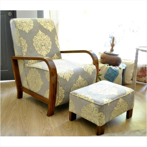 Wood Deco Arm Chair And Footstool