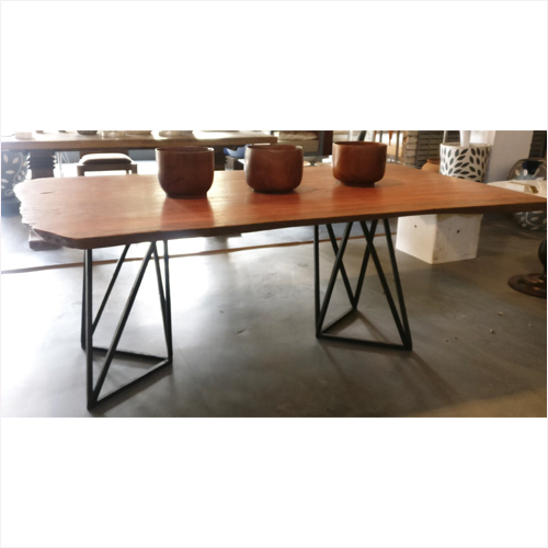 Wood Industrial Live Edge Dining Table