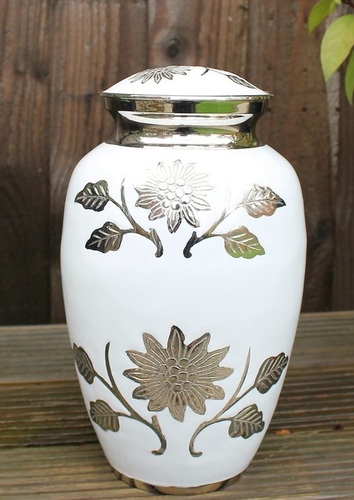 White Flower Cremation Urn