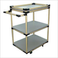 Metal Joint Abs Pipe Trolley - Aluminum Material, 3 Horizontal Racks, Beige Color | Durable, Corrosion Resistant, Light Weight, Easy Installation, Customizable Storage Solution