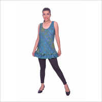 Ladies Designer Top - Cotton Blend, 26 Inches Length, Sleeveless, Teal Color | Comfortable Fit, Durable Fabric, Stylish Design, Versatile Style, Machine Washable