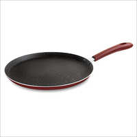 Aluminum Flat Tawa - 260-310 Mm Sizes, Maroon Glossy Porcelain Enamel Finish, Scratch Resistant, Dishwasher Safe, Cool-to-touch Handle