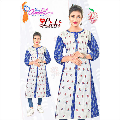 Ladies Designer Print Kurtis Length: 40 Inch (In)