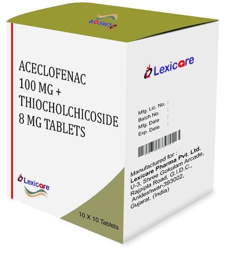 Aceclofenac 100mg and Thiocholchicoside 8mg Tablets