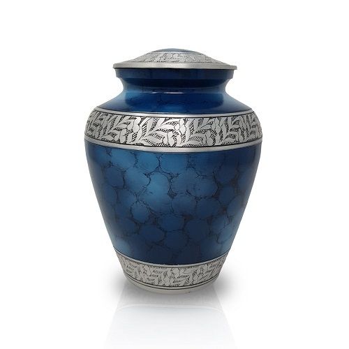 Classic Blue Clouded Cremation Urn