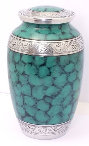 Green Clouded Aluminium Cremation Urn