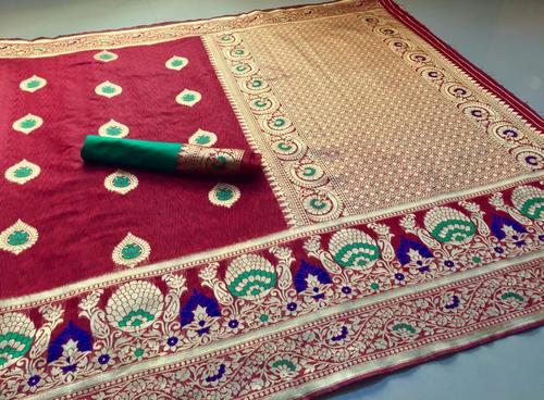 Banarasi cotton slub sarees for womens