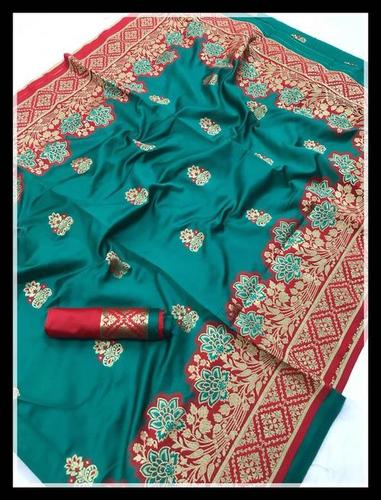 Dark Green Banarasi Silk Weaving