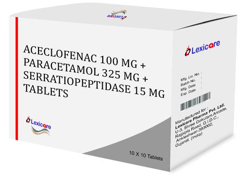 Aceclofenac Paracetamol and Serratiopeptidase Tablets - 100mg, 325mg, 15mg | Pain Relief Formula with Anti-Inflammatory Properties