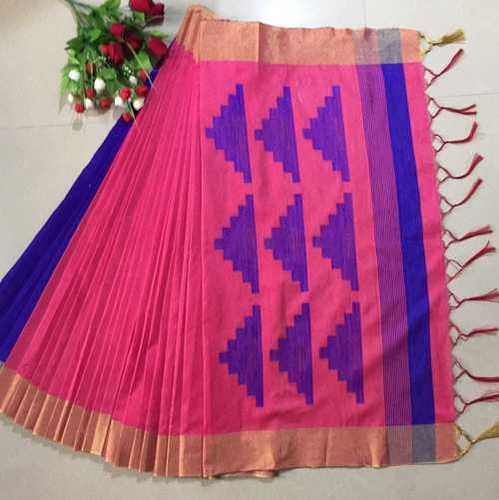 Pink Raw Banglori Silk Weaving