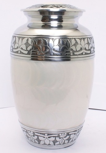 Pearl White Aluminium Cremation Urn