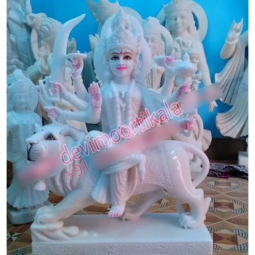 White Marble Durga Mata Statue - Regional Style: Indian