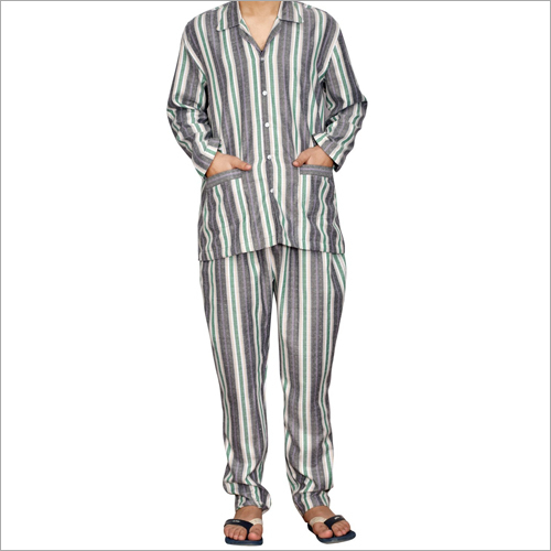 Dry Cleaning Green  Grey & White Striped Casual Sleepwear
