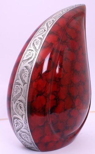 Painting Red Clouded Teardrop Cremation Urn