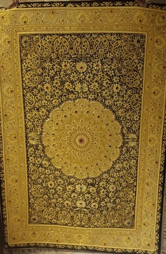 Jewel Carpets - Handcrafted Zari Embroidery with Semi-Precious Stones | Decorative Rectangle Wall Hanging, Intricate Artistry by Renowned Craftsmen