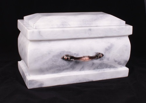 White & Grey Marble Aluminum Urn