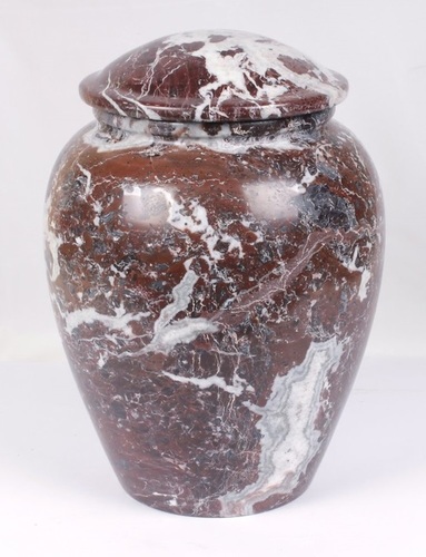 Red Zebra Marble Aluminum Urn