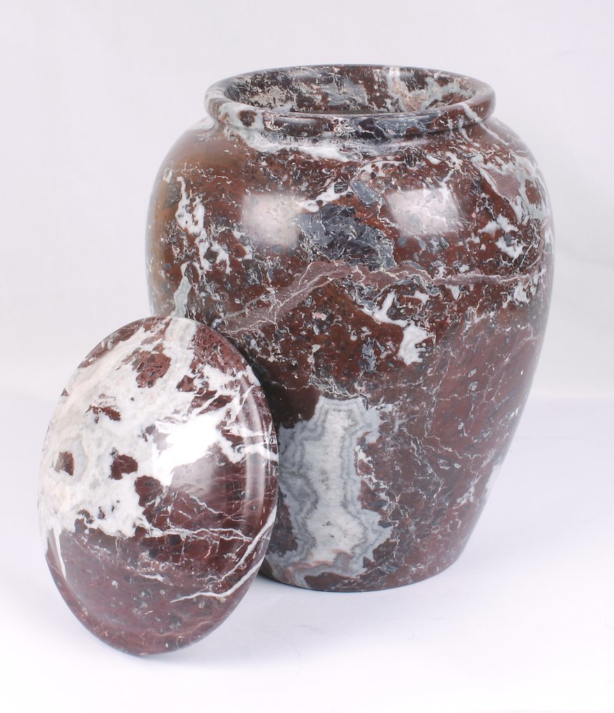 Red Zebra Marble Aluminum Urn