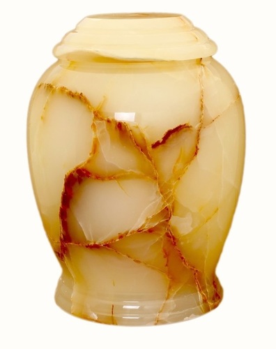 Yellow Onyx Marble Aluminum Urn