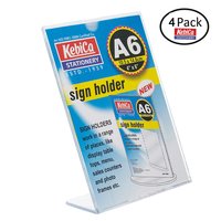 Light Weghit Kebica Slant Back Design A6 Size (4 X 6 Inches) Sign Holder Ad Frames, Perfect For Store, Office, Restaurant (4 Pack)