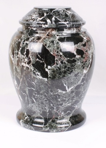 Black Zebra Marble Aluminum Urn