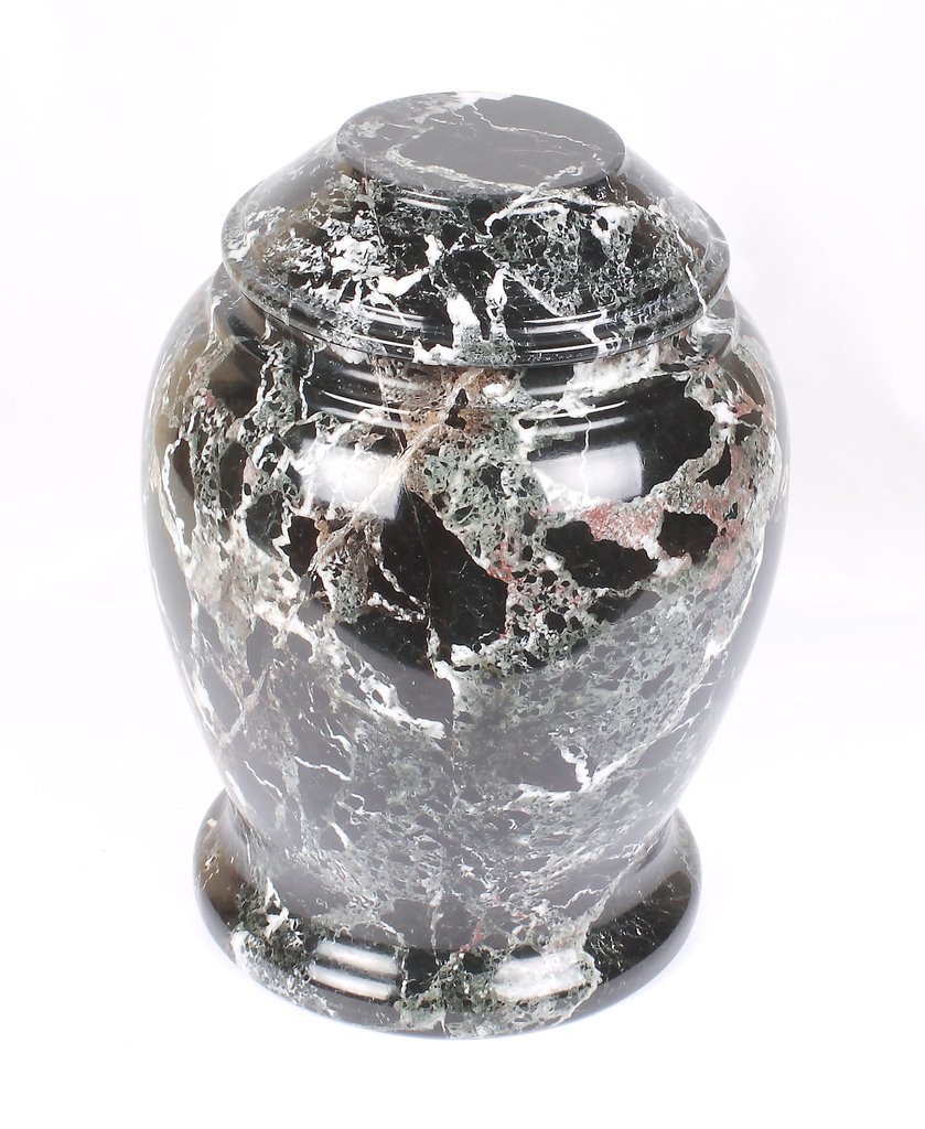 Black Zebra Marble Aluminum Urn