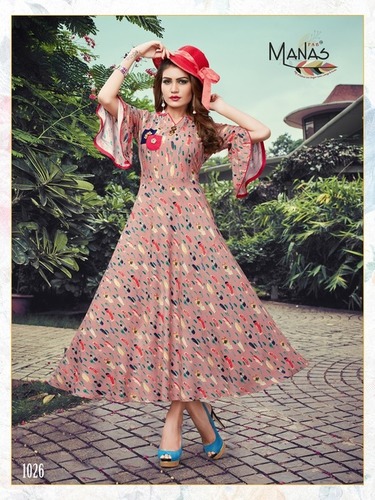 printed gown style kurti