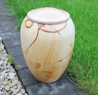 Teak wood Style Marble Urn