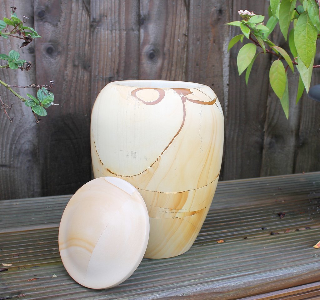 Teak wood Style Marble Urn