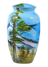 Cardinal on Dogwood Hand Painted Cremation Urn