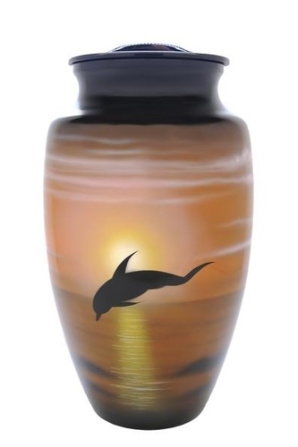 Dolphins in Flight Hand Painted Cremation Urn
