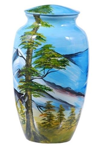 Mountain Scene Hand Painted Cremation Urn